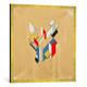 Gerahmtes Bild von Theo Van Doesburg "Contra-Construction de la Maison particulière", Kunstdruck im hochwertigen handgefertigten Bilder-Rahmen, 70x70 cm, Gold raya