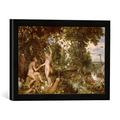 Gerahmtes Bild von Jan & P.P. Brueghel & Rubens Adam and Eve in Paradise, c.1610-15", Kunstdruck im hochwertigen handgefertigten Bilder-Rahmen, 40x30 cm, Schwarz matt