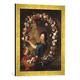 Gerahmtes Bild von J-B. & A. Belin de Fontenay & Coypel "Portrait of a Woman Surrounded by Flowers, presumed to be Julie d'Angennes", Kunstdruck im hochwertigen handgefertigten Bilder-Rahmen, 40x60 cm, Gold raya