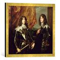 Gerahmtes Bild von Sir Anthony van Dyck "Prince Charles Louis (1617-80) Elector Palatine and his Brother, Prince Rupert (1619-82) of the Palatinate, 1637", Kunstdruck im hochwertigen handgefertigten Bilder-Rahmen, 50x50 cm, Gold raya