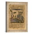 Gerahmtes Bild von Buchmalerei Elefant und Hase/Buchmal.arab./um 1350", Kunstdruck im hochwertigen handgefertigten Bilder-Rahmen, 30x40 cm, Silber raya