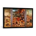 Gerahmtes Bild von Hieronymus nach Bosch "Triptych of the Temptation of St. Anthony", Kunstdruck im hochwertigen handgefertigten Bilder-Rahmen, 100x50 cm, Schwarz matt