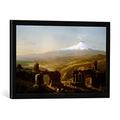 Gerahmtes Bild von Thomas Cole Mount Etna from Taormina, Kunstdruck im hochwertigen handgefertigten Bilder-Rahmen, 60x40 cm, Schwarz matt