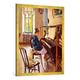 Gerahmtes Bild von Sergej Arsenjewitsch Winogradow "Am Klavier", Kunstdruck im hochwertigen handgefertigten Bilder-Rahmen, 70x100 cm, Gold raya