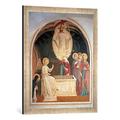 Gerahmtes Bild von Fra AngelicoDer auferstandene Christus, die frommen Frauen am Grabe und der Heilige Dominikus, Kunstdruck im hochwertigen handgefertigten Bilder-Rahmen, 50x70 cm, Silber raya