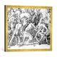 Gerahmtes Bild von Luca SignorelliDas Ende der Menschheit, Kunstdruck im hochwertigen handgefertigten Bilder-Rahmen, 70x50 cm, Gold raya