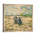 Gerahmtes Bild von Vincent van Gogh V.van Gogh, Grabende Bäuerinenn, Kunstdruck im hochwertigen handgefertigten Bilder-Rahmen, 70x50 cm, Silber raya