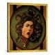 Gerahmtes Bild von Michelangelo Merisi Caravaggio "Medusa, painted on a leather jousting shield, c.1596-98", Kunstdruck im hochwertigen handgefertigten Bilder-Rahmen, 70x70 cm, Gold raya