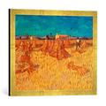 Gerahmtes Bild von Vincent van Gogh Wheat Field with Sheaves, 1888", Kunstdruck im hochwertigen handgefertigten Bilder-Rahmen, 60x40 cm, Gold raya