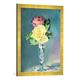 Gerahmtes Bild von Edouard Manet E.Manet, Rosen im Champagnerglas, Kunstdruck im hochwertigen handgefertigten Bilder-Rahmen, 50x70 cm, Gold raya