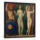 Gerahmtes Bild von Franz Von Stuck "Die drei Göttinnen Athena, Hera und Aphrodite", Kunstdruck im hochwertigen handgefertigten Bilder-Rahmen, 100x100 cm, Schwarz matt