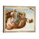 Gerahmtes Bild von Michelangelo Buonarroti Gott scheidet Himmel und Wasser, Kunstdruck im hochwertigen handgefertigten Bilder-Rahmen, 60x40 cm, Silber raya