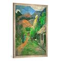 Gerahmtes Bild von Paul Gauguin "Straße ins Gebirge", Kunstdruck im hochwertigen handgefertigten Bilder-Rahmen, 70x100 cm, Silber raya