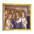 Gerahmtes Bild von Simone Martini Christus erscheint dem hl. Martin von Tours im Traum, Kunstdruck im hochwertigen handgefertigten Bilder-Rahmen, 70x50 cm, Gold raya