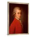 Gerahmtes Bild von Barbara Krafft "Mozart / Gemälde von B.Krafft", Kunstdruck im hochwertigen handgefertigten Bilder-Rahmen, 70x100 cm, Silber raya