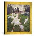 Gerahmtes Bild von Claude Monet The Turkeys at the Chateau de Rottembourg, Montgeron, 1877 (oil on canvas, Kunstdruck im hochwertigen handgefertigten Bilder-Rahmen, 30x30 cm, Gold raya