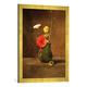Gerahmtes Bild von Odilon Redon Liserons et coquelicots dans un petit pichet vert, Kunstdruck im hochwertigen handgefertigten Bilder-Rahmen, 50x70 cm, Gold raya