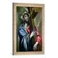 Gerahmtes Bild von El Greco "Christ Clasping the Cross, 1600-10", Kunstdruck im hochwertigen handgefertigten Bilder-Rahmen, 40x60 cm, Silber raya