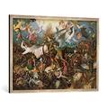 Gerahmtes Bild von Pieter Bruegel der Ältere "The Fall of the Rebel Angels, 1562", Kunstdruck im hochwertigen handgefertigten Bilder-Rahmen, 100x70 cm, Silber raya