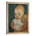 Gerahmtes Bild von Paula Modersohn-Becker Säugling mit der Hand der Mutter, Kunstdruck im hochwertigen handgefertigten Bilder-Rahmen, 50x70 cm, Silber raya