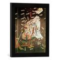 Gerahmtes Bild von Utagawa Kuniyoshi The Last Stand of the Kusanoki Clan, the Battle of Shijo Nawate, 1348, c.1851, Kunstdruck im hochwertigen handgefertigten Bilder-Rahmen, 30x40 cm, Schwarz matt