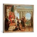 Gerahmtes Bild von Giovanni Battista Tiepolo "Maecenas empfiehlt die Künste dem Schutz des Augustus", Kunstdruck im hochwertigen handgefertigten Bilder-Rahmen, 100x70 cm, Silber raya