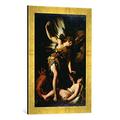 Gerahmtes Bild von Giovanni Baglione Sacred Love and Profane Love, Kunstdruck im hochwertigen handgefertigten Bilder-Rahmen, 40x60 cm, Gold raya