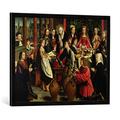 Gerahmtes Bild von Gerard David "The Marriage Feast at Cana, c.1500-03", Kunstdruck im hochwertigen handgefertigten Bilder-Rahmen, 80x60 cm, Schwarz matt