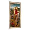 Gerahmtes Bild von Hans Memling "Die Auferstehung Christi. Rechte Tafel von einem Hausflügelaltar", Kunstdruck im hochwertigen handgefertigten Bilder-Rahmen, 50x100 cm, Silber Raya