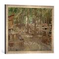 Gerahmtes Bild von Fritz von Uhde Biergarten in Dachau, Kunstdruck im hochwertigen handgefertigten Bilder-Rahmen, 70x50 cm, Silber Raya