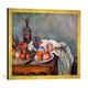 Gerahmtes Bild von Paul Cézanne Stilleben mit Zwiebeln, Kunstdruck im hochwertigen handgefertigten Bilder-Rahmen, 70x50 cm, Gold Raya