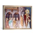 Gerahmtes Bild von 14. Jahrhundert Verona, S.Zeno, Nikolaus wirft Goldkug, Kunstdruck im hochwertigen handgefertigten Bilder-Rahmen, 70x50 cm, Silber raya