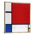 Gerahmtes Bild von Piet Mondrian "Komposition mit Rot, Gelb und Blau", Kunstdruck im hochwertigen handgefertigten Bilder-Rahmen, 100x100 cm, Silber Raya
