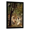 Gerahmtes Bild von Max Liebermann Münchner Biergarten, Kunstdruck im hochwertigen handgefertigten Bilder-Rahmen, 50x70 cm, Schwarz matt