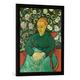 Gerahmtes Bild von Vincent van Gogh Frau an der Wiege, Kunstdruck im hochwertigen handgefertigten Bilder-Rahmen, 50x70 cm, Schwarz matt