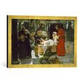 Gerahmtes Bild von Albert von KellerDie Auferweckung der Tochter des Jairus, Kunstdruck im hochwertigen handgefertigten Bilder-Rahmen, 60x40 cm, Gold Raya