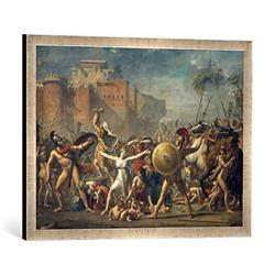 Gerahmtes Bild von Jacques Louis David "Kampf zwischen Sabinern und Römern - Die Sabinerinnen", Kunstdruck im hochwertigen handgefertigten Bilder-Rahmen, 70x50 cm, Silber Raya