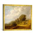 Gerahmtes Bild von Salomon van Ruysdael "Landschaft mit Weg", Kunstdruck im hochwertigen handgefertigten Bilder-Rahmen, 70x50 cm, Gold Raya