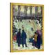 Gerahmtes Bild von Max Stern "Rodelbahn im Düsseldorfer Hofgarten", Kunstdruck im hochwertigen handgefertigten Bilder-Rahmen, 70x100 cm, Gold Raya