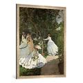 Gerahmtes Bild von Claude Monet "Damen im Garten in Ville d'Avray", Kunstdruck im hochwertigen handgefertigten Bilder-Rahmen, 70x100 cm, Silber Raya