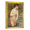 Gerahmtes Bild von Auguste Renoir Weiblicher Akt im Wasser, Kunstdruck im hochwertigen handgefertigten Bilder-Rahmen, 50x70 cm, Gold Raya