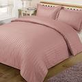 Dreamscene Schöne Satin Streifen Quilt Bettbezug mit Kissen Fall Bettwäsche-Set, Polyester, Pink, Betten