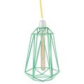 Filament Style Filament 018P französische Retro Loft Lampe Diamond #5 mit Textilkabel in gelb Metall E27, 39 x 21 cm, mint