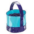 iDesign 62351EU Remy Vegane Lackleder Aufbewahrungstasche für Badezimmer Dusche, Studentenwohnheim, Strand, Plastik, marineblau/türkis, 20.32 x 20.32 x 36.83 cm