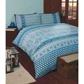 art Marokkanische King Size Quilt Bettbezug und 2 Kissenbezüge Bettwäsche Bettwäsche Set, Polycotton, Blau