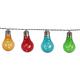 LED-Dura String-Partykette, 5x 10 warmwhite LED, Kabel: schwarz, bunte Kugeln, lange Batteriedauer, Timer, Batterie, Outdoor