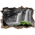 Pixxprint 3D_WD_5076_62x42 Traumhafter Wasserfall im Dschungel Wanddurchbruch 3D Wandtattoo, Vinyl, schwarz/weiß, 62 x 42 x 0,02 cm