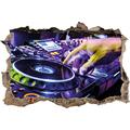 Pixxprint 3D_WD_2840_92x62 DJ Plattenteller Wanddurchbruch 3D Wandtattoo, Vinyl, bunt, 92 x 62 x 0,02 cm