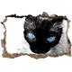 Pixxprint 3D_WD_4831_62x42 Blaue Augen schwarze Katze new Art Wanddurchbruch 3D Wandtattoo, Vinyl, schwarz / weiß, 62 x 42 x 0,02 cm