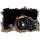 Pixxprint 3D_WD_S2000_62x42 Dark feuriger Motorrad Reifen Wanddurchbruch 3D Wandtattoo, Vinyl, bunt, 62 x 42 x 0,02 cm